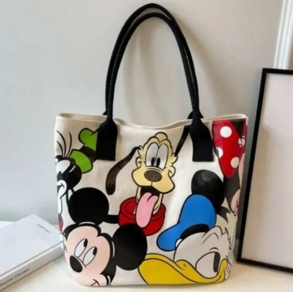 Disney Character Multicolor Canvas Tote Bag - NEW - Picture 4 of 4